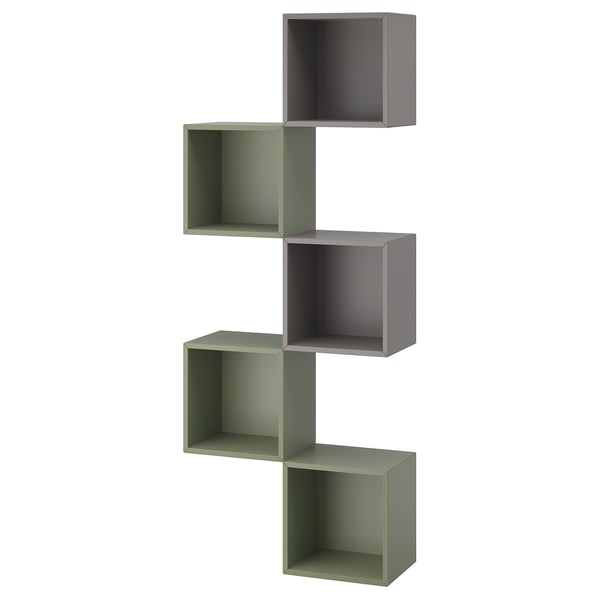 EKET wall-mounted storage combination, multicolour/grey-green