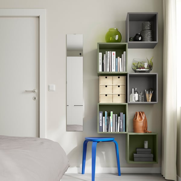 EKET wall-mounted storage combination, multicolour/grey-green