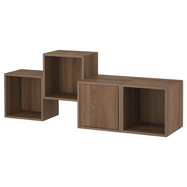 EKET - Wall-mounted cabinet combination, walnut, 140x35x53 cm