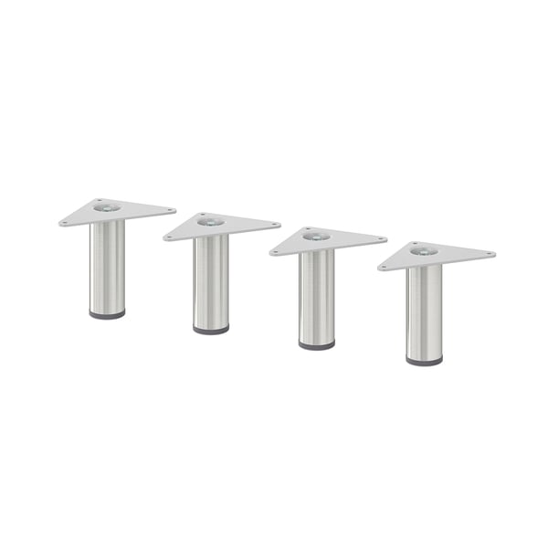EKET leg, metal/silver-colour, 10 cm, 4 pack