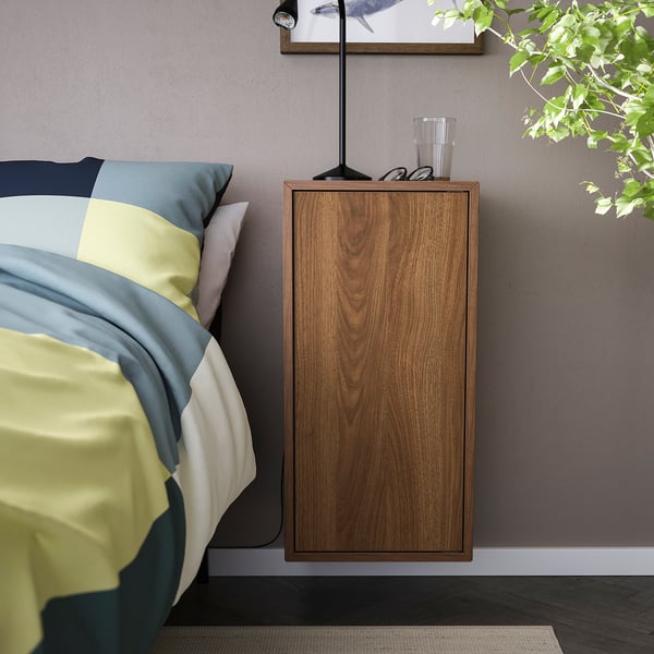 EKET - Wall cb w 1 shlf/door, walnut effect, 35x35x70 cm