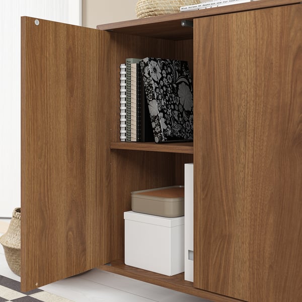 EKET wall cb with 2 doors, walnut effect, 70x35x70 cm