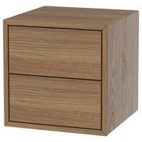 EKET wall cabinet with 2 drawers, walnut effect, 35x35x35 cm