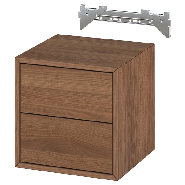 EKET wall cabinet with 2 drawers, walnut effect, 35x35x35 cm