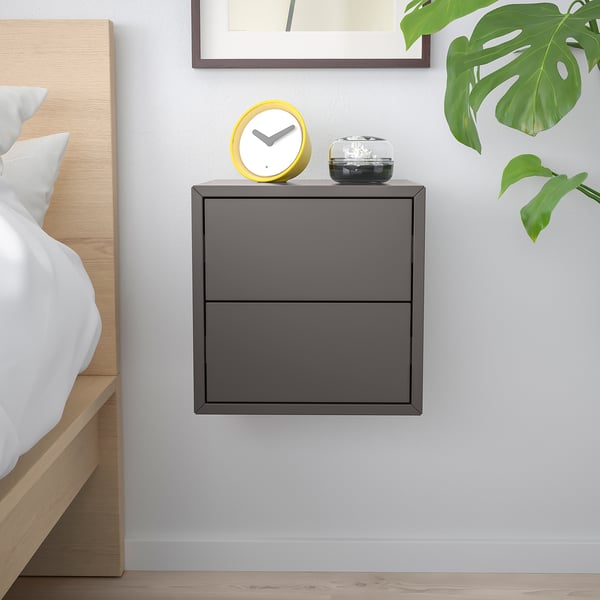 EKET wall cabinet with 2 drawers, dark grey, 35x35x35 cm