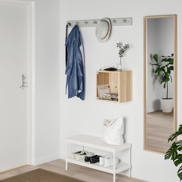 EKET wall cabinet with glass door, white stained oak effect, 35x25x35 cm