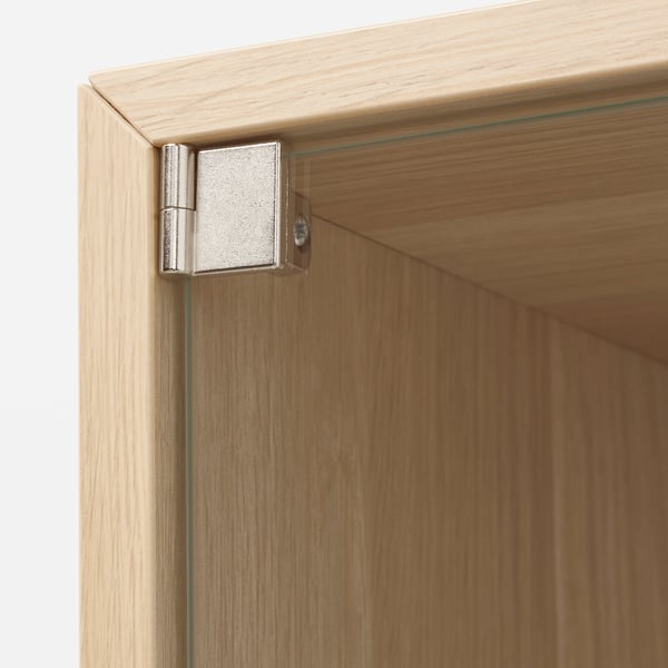 EKET wall cabinet with glass door, white stained oak effect, 35x25x35 cm