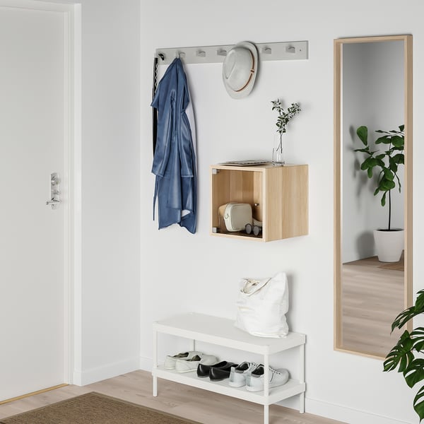 EKET wall cabinet with glass door, white stained oak effect, 35x35x35 cm