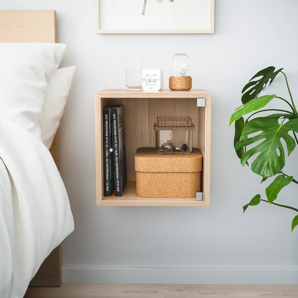 EKET wall cabinet with glass door, white stained oak effect, 35x35x35 cm