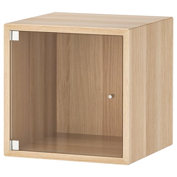 EKET wall cabinet with glass door, white stained oak effect, 35x35x35 cm