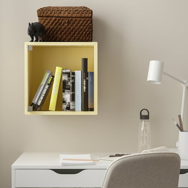 EKET wall cabinet with glass door, pale yellow, 35x35x35 cm