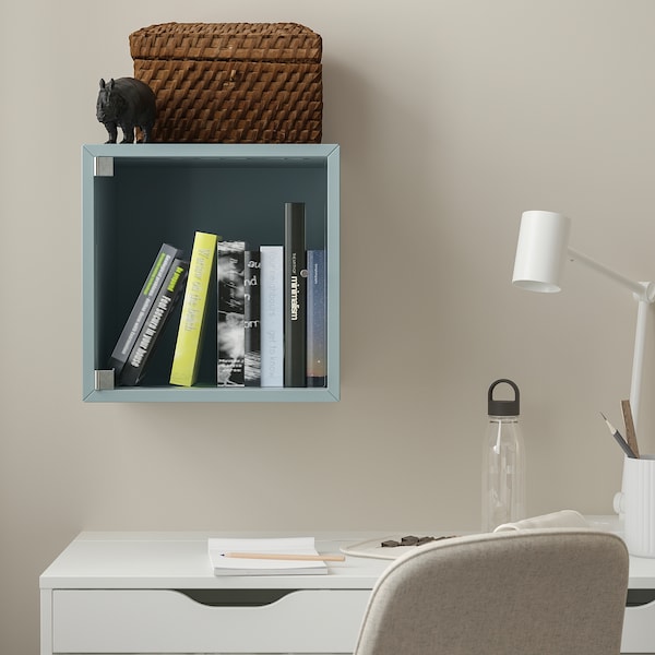 EKET - Wall cabinet with glass door, light grey-blue, 35x35x35 cm