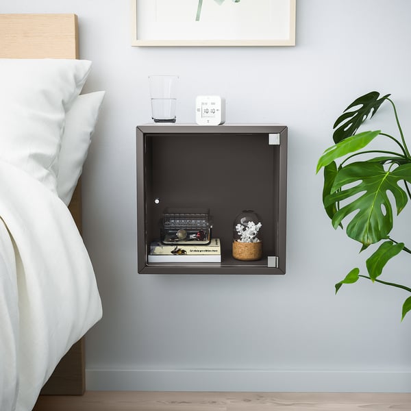 EKET wall cabinet with glass door, dark grey, 35x25x35 cm