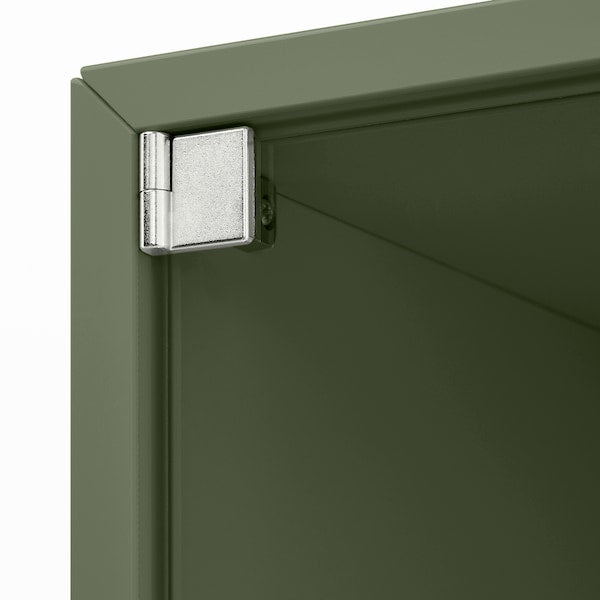 EKET - Wall cabinet with glass door, grey-green, 35x25x35 cm