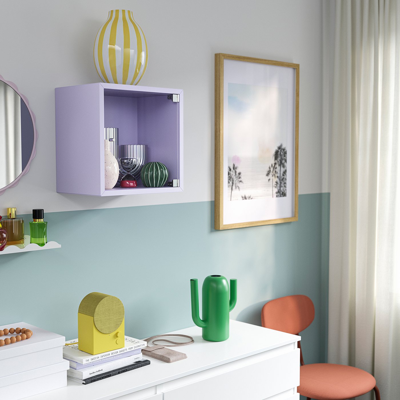 EKET wall cabinet with glass door, pale lilac, 35x35x25 cm