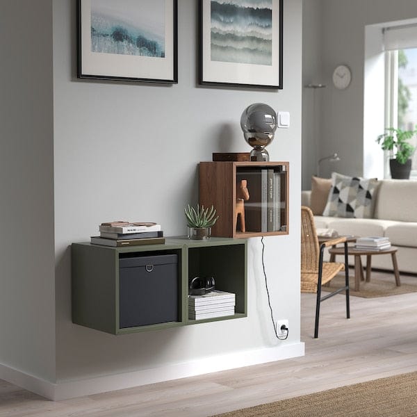 Ikea EKET - Wall cabinet with glass door, brown walnut effect, 35x25x35 cm