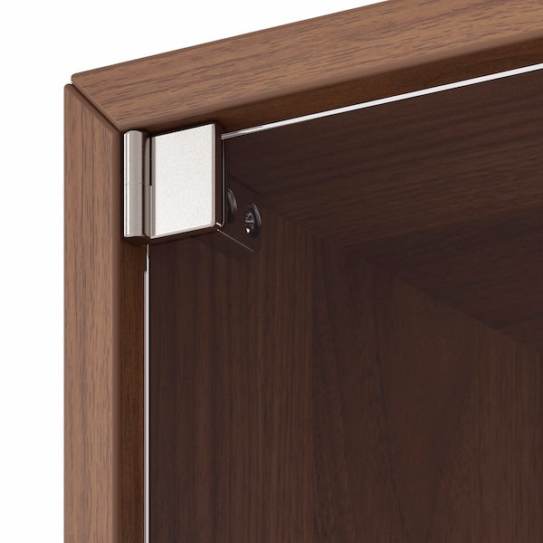 EKET - Wall cabinet with glass door, brown walnut effect, 35x35x35 cm