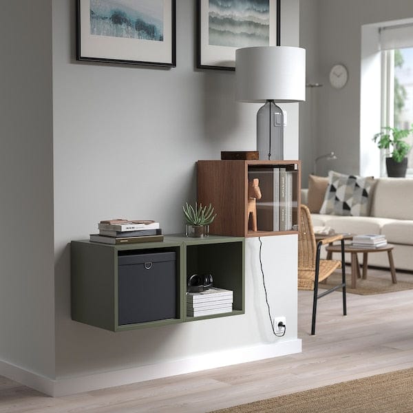 Ikea EKET - Wall cabinet with glass door, brown walnut effect, 35x35x35 cm