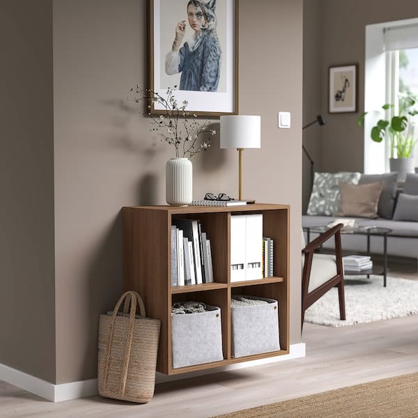 Ikea EKET - Wall-mounted shelving unit w 4 comp, walnut effect, 70x35x70 cm