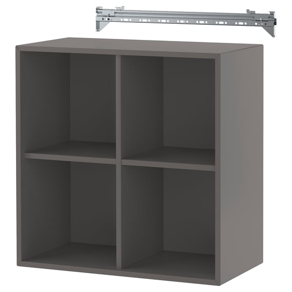 EKET wall-mounted shelving unit w 4 comp, dark grey, 70x35x70 cm