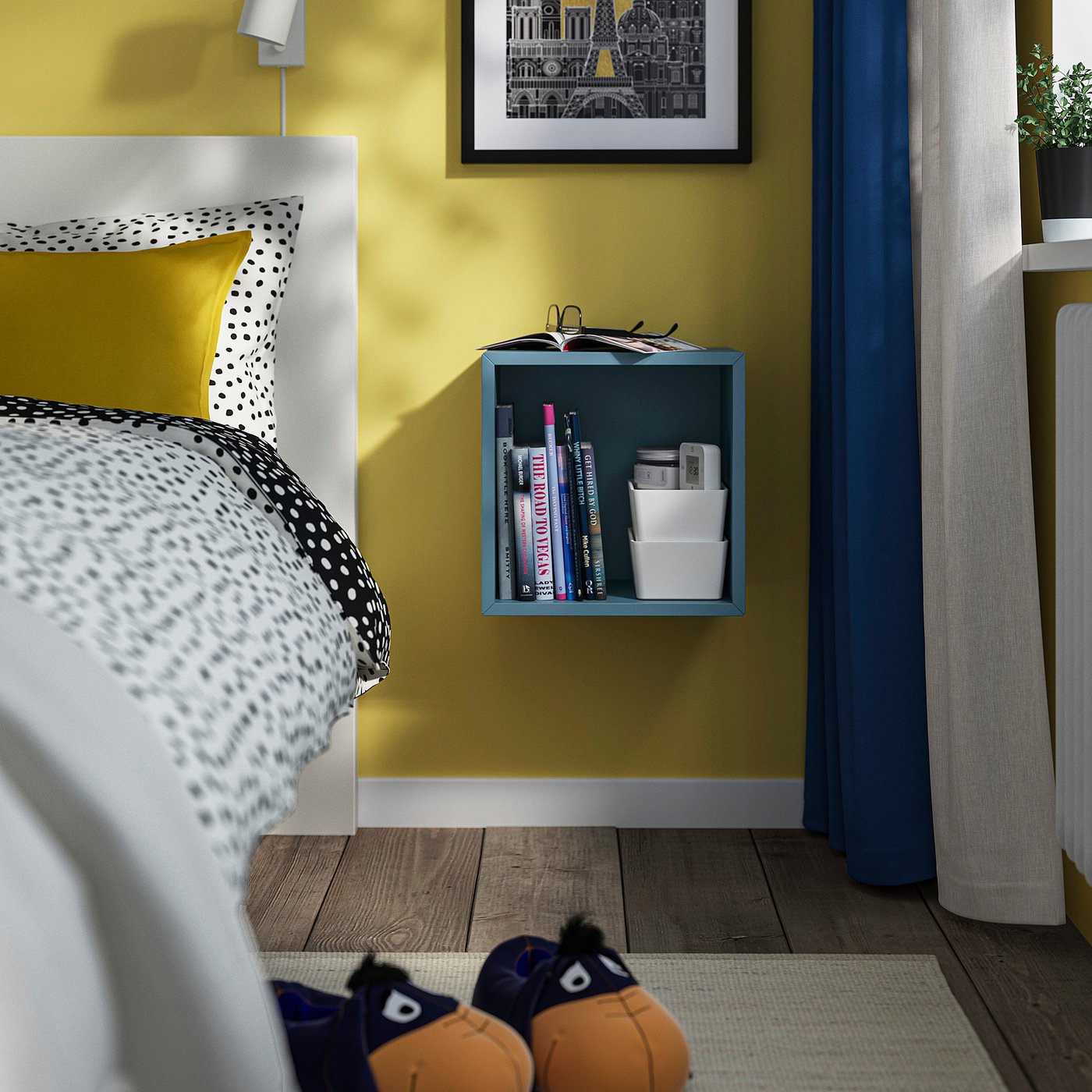 EKET wall-mounted shelving unit, dark grey-blue, 35x35x25 cm