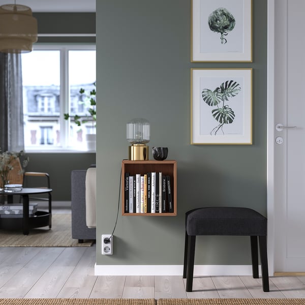 EKET wall-mounted shelving unit, walnut effect, 35x25x35 cm