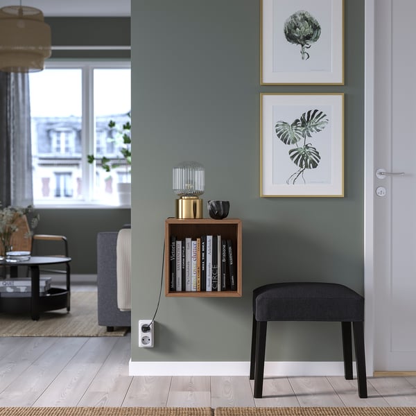 EKET wall-mounted shelving unit, walnut effect, 35x35x35 cm