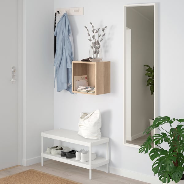 EKET wall-mounted shelving unit, white stained oak effect, 35x25x35 cm