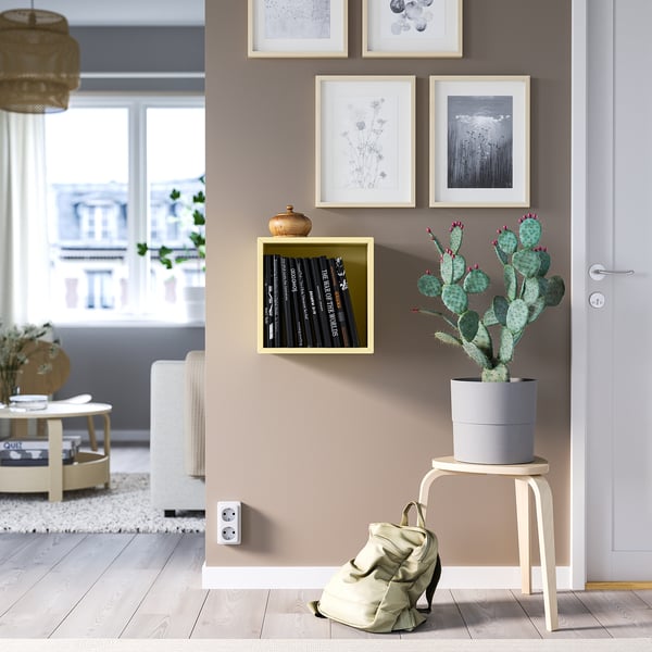EKET wall-mounted shelving unit, pale yellow, 35x25x35 cm