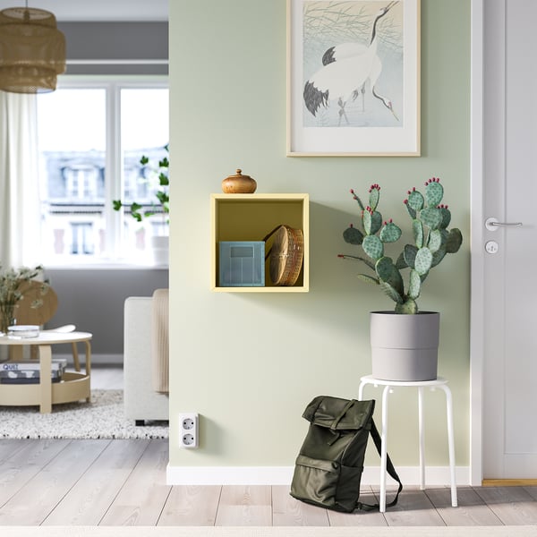 EKET wall-mounted shelving unit, pale yellow, 35x35x35 cm