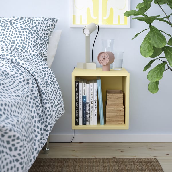 EKET wall-mounted shelving unit, pale yellow, 35x35x35 cm