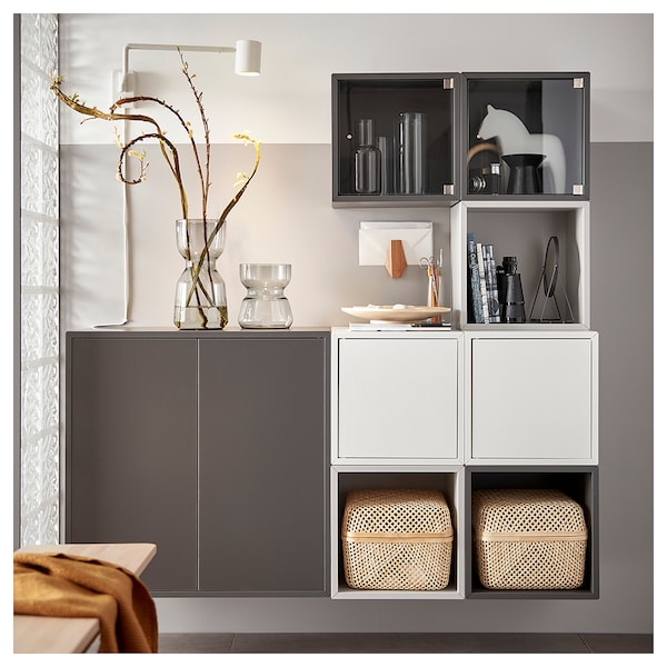 EKET - Wall-mounted shelving unit, dark grey, 70x35x70 cm