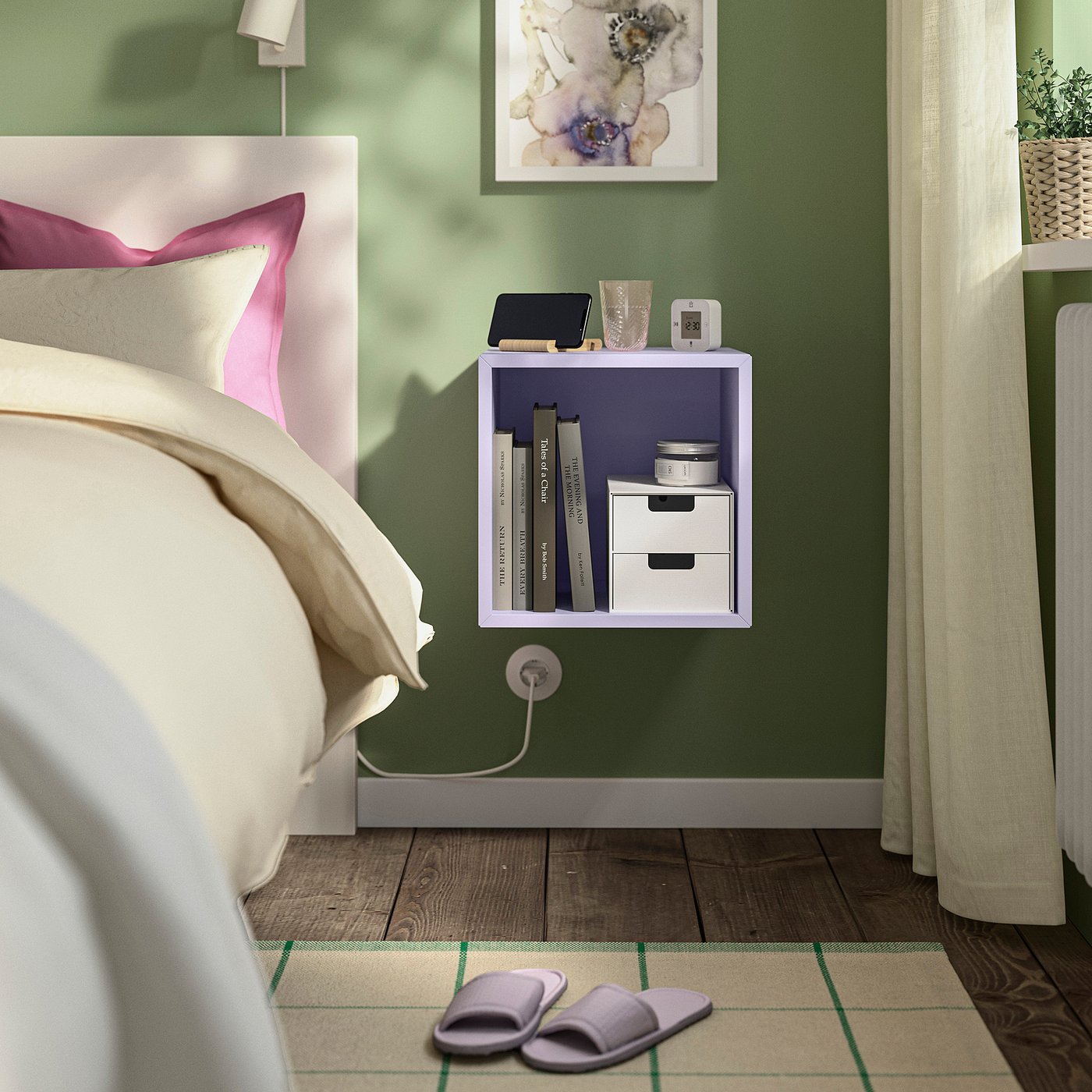 EKET wall-mounted shelving unit, pale lilac, 35x35x35 cm