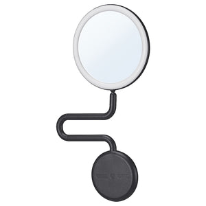 EKFÄNN mirror with integrated lighting, dimmable wall mounted/black, 20 cm