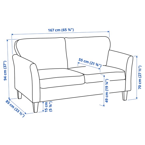 EKHOLMA - 2-seater sofa, Hakebo dark gray