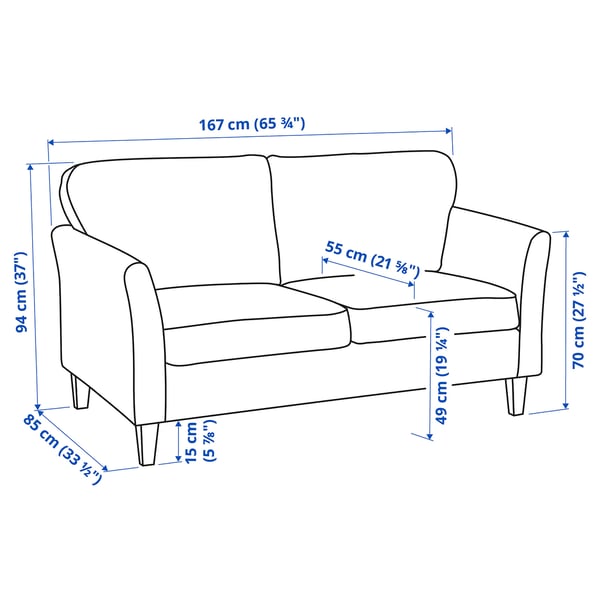 EKHOLMA 2-seat sofa, Hemmesta grey-beige, 167 cm