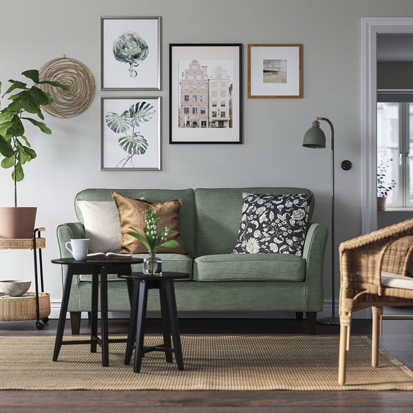 EKHOLMA 2-seat sofa, Hemmesta grey-green, 167 cm