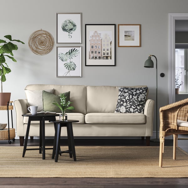 EKHOLMA 3-seat sofa, Hakebo beige, 207 cm
