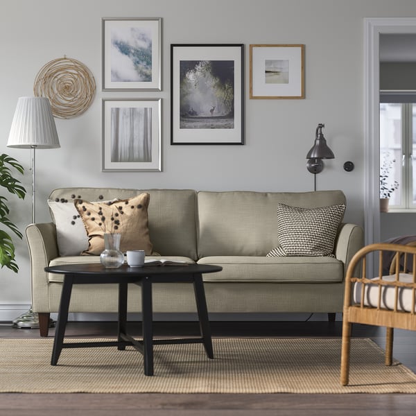EKHOLMA 3-seat sofa, Hemmesta grey-beige, 207 cm