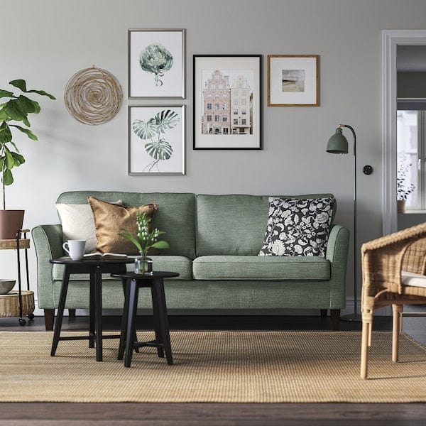 Ikea EKHOLMA - 3-seater sofa, Hemmesta gray-green