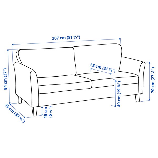 EKHOLMA - 3-seater sofa, Hemmesta gray-green