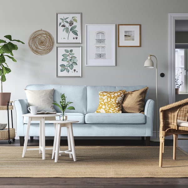EKHOLMA 3-seat sofa, Kilanda pale blue, 207 cm