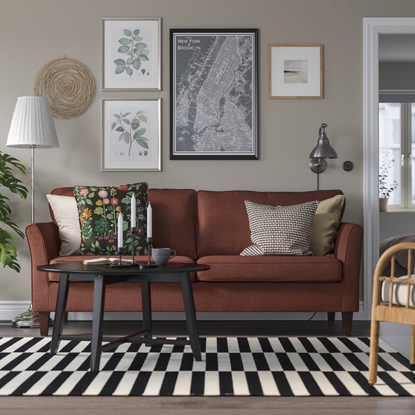 EKHOLMA 3-seat sofa, Kilanda brown-red, 207 cm