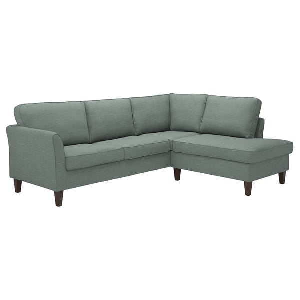 EKHOLMA corner sofa, 4-seat with open end, Hemmesta grey-green, 9x70x195 cm