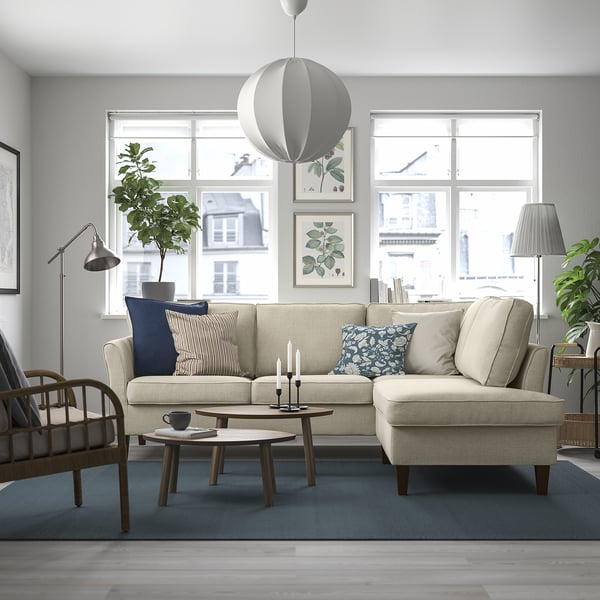 EKHOLMA corner sofa, 4-seat with open end, Kilanda light beige, 236 cm