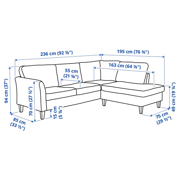 EKHOLMA - 4 seater corner sofa termin aper, Kilanda light beige