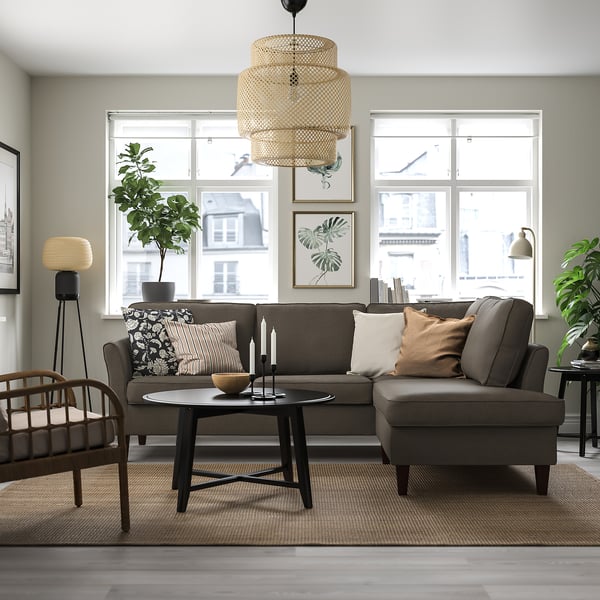 EKHOLMA corner sofa, 4-seat with open end, Kilanda grey-brown, 236 cm