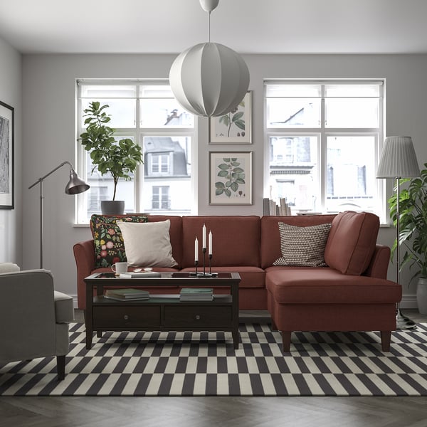 EKHOLMA corner sofa, 4-seat with open end, Kilanda brown-red, 9x70x195 cm