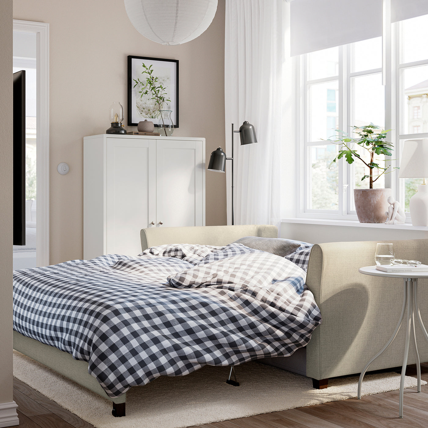 EKHOLMA 2-seat sofa-bed, Kilanda light beige, 189 cm