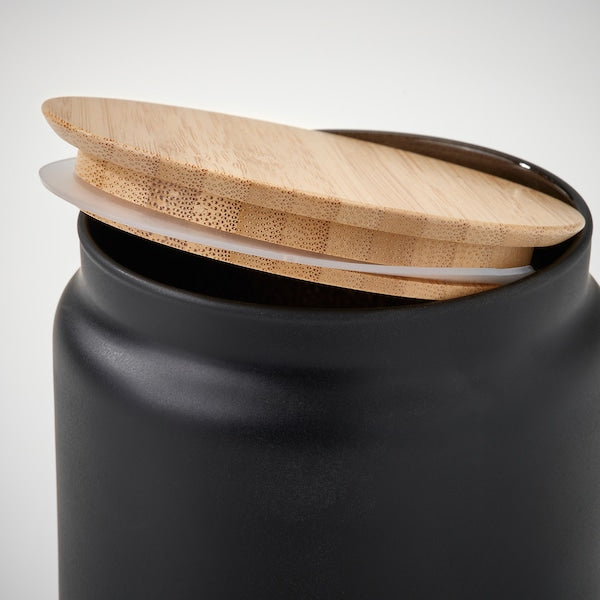 EKLATERA jar with lid, black, 1 l